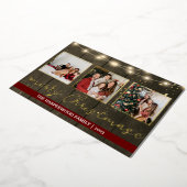 エレガント金ゴールド素朴クリスマス家族の写真コラージュ 箔シーズンカード (回転した状態)