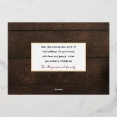 エレガント金ゴールド素朴クリスマス家族の写真コラージュ 箔シーズンカード (裏面)