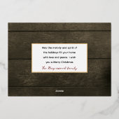 エレガント金ゴールド素朴クリスマス家族の写真コラージュ 箔シーズンカード (裏面)