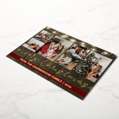 エレガント金ゴールド素朴クリスマス家族の写真コラージュ 箔シーズンカード (回転した状態)