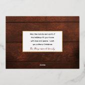 エレガント金ゴールド素朴クリスマス家族の写真コラージュ 箔シーズンカード (裏面)