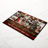 エレガント金ゴールド素朴クリスマス家族の写真コラージュ 箔シーズンカード (回転した状態)