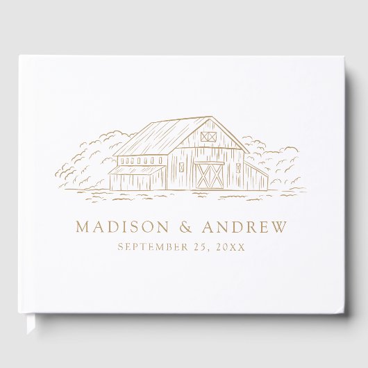 エレガント金ゴールド素朴バンフォト結婚ズ ゲストブック (正面)