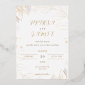 エレガント金ゴールド素朴結婚式招待状 箔招待状 (正面)