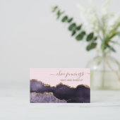 エレガント金ゴールド紫の大理石スクリプト抽象芸術 名刺 (スタンド正面)