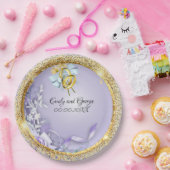 エレガント金ゴールド紫カスタマイズ結婚可能 ペーパープレート (パーティー)