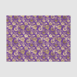 エレガント金ゴールド紫フローラ  薄葉紙