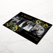 エレガント金ゴールド結婚したと明るい黒と白の写真 箔シーズンカード (回転した状態)