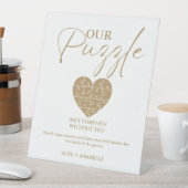 エレガント金ゴールド結婚のパズルゲストブックサイン 台座サイン (インサイチュ)