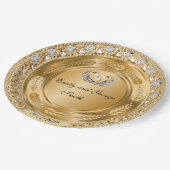 エレガント金ゴールド結婚のパーソナライズされた紙プレート ペーパープレート (アングル)