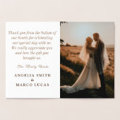 エレガント金ゴールド結婚のフローラに感謝の写真実在 箔カード (内部)