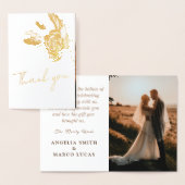 エレガント金ゴールド結婚のフローラに感謝の写真実在 箔カード (ディスプレー)