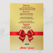 エレガント金ゴールド結婚のメニュー（赤いリボンと写真） メニュー (正面)