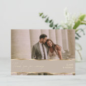 エレガント金ゴールド結婚の写真サンキューカード サンキューカード (スタンド正面)