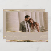 エレガント金ゴールド結婚の写真サンキューカード サンキューカード (正面/裏面)