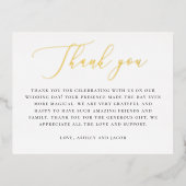 エレガント金ゴールド結婚の感謝 | ミニマリストのスクリプト 箔シーズンポストカード (正面)