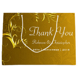 エレガント金ゴールド結婚の感謝 ラージペーパーバッグ