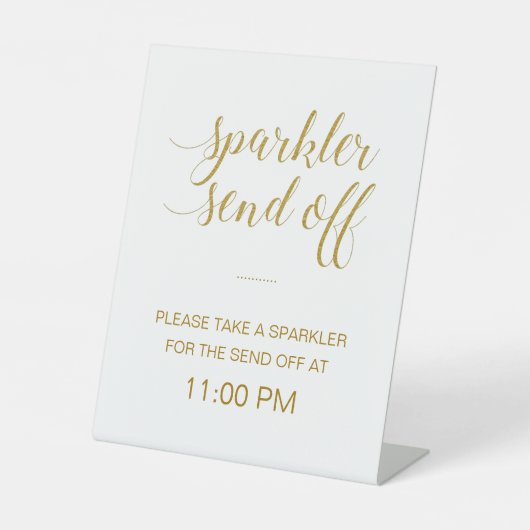 エレガント金ゴールド結婚の新郎新婦のスパークラーが出発 台座サイン (正面)