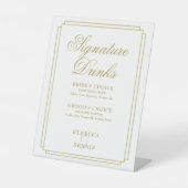 エレガント金ゴールド結婚アールデコの飲み物 台座サイン (正面)