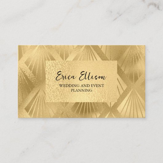 エレガント金ゴールド結婚アールデコイベント 名刺 (正面)