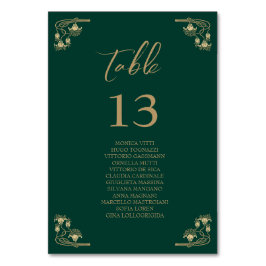 エレガント金ゴールド結婚アールデコ表の座席図 テーブルナンバー