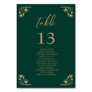 エレガント金ゴールド結婚アールデコ表の座席図 テーブルナンバー