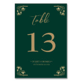 エレガント金ゴールド結婚アールデコ表の座席図 テーブルナンバー (裏面)