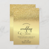 エレガント金ゴールド結婚グリッターのリハーサル 招待状 (正面/裏面)