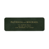 エレガント金ゴールド結婚グリーン差出人住所 ラベル (正面)