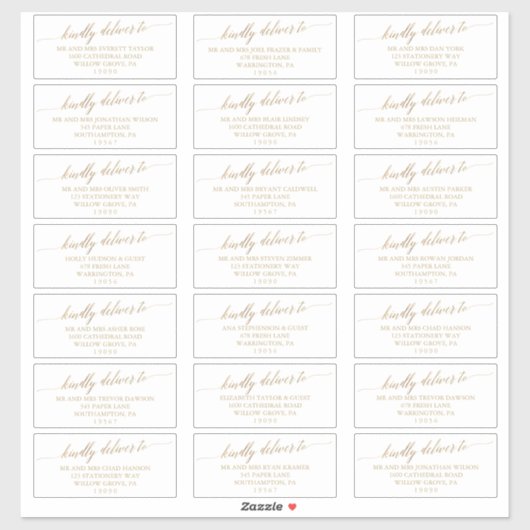 エレガント金ゴールド結婚ズゲスト住所 シール (シート)