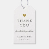 エレガント金ゴールド結婚ハートブライダルシャワー ギフトタグ (正面)