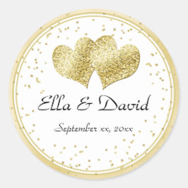 エレガント金ゴールド結婚ハート ラウンドシール