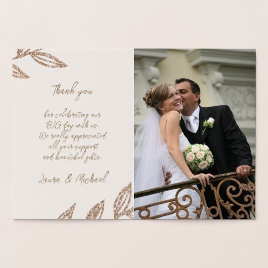 エレガント金ゴールド結婚バラの写真あり実在 箔カード (内部)