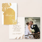 エレガント金ゴールド結婚バラの写真あり実在 箔カード (ディスプレー)