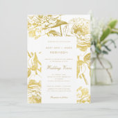 エレガント金ゴールド結婚フローラの発願 招待状 (スタンド正面)
