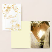 エレガント金ゴールド結婚フローラ写真ありがとうご実在ざう 箔カード (ディスプレー)