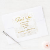 エレガント金ゴールド結婚フローラ スクエアシール (封筒)