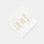 エレガント金ゴールド結婚フローラ スタンダードカクテルナプキン (角)