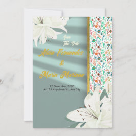 エレガント金ゴールド結婚フローラ 招待状