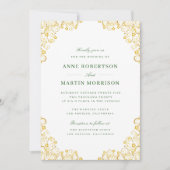 エレガント金ゴールド結婚フローラ 招待状 (正面)