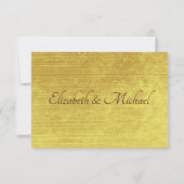 エレガント金ゴールド結婚リングや輪のQRコードRSVP 出欠カード (裏面)