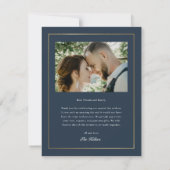 エレガント金ゴールド結婚写真 サンキューカード (裏面)