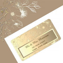 エレガント金ゴールド結婚差出人住所 ラベル