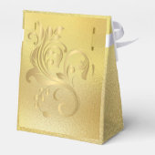 エレガント金ゴールド結婚式の引き出物ボックスと名前をカスタムする フェイバーボックス (裏面サイド)