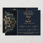 エレガント金ゴールド結婚式招待状 セーブザデート (正面/裏面)