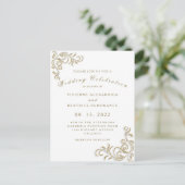 エレガント金ゴールド結婚式招待状 ポストカード (スタンド正面)