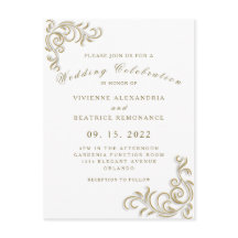 エレガント金ゴールド結婚式招待状