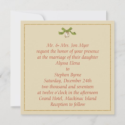 エレガント金ゴールド結婚式招待状 招待状 (裏面)