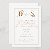 エレガント金ゴールド結婚式招待状 招待状 (正面/裏面)