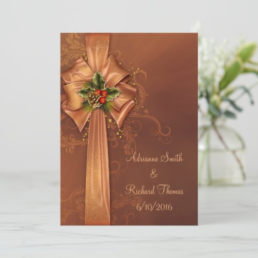 エレガント金ゴールド結婚式招待状 招待状 (スタンド正面)